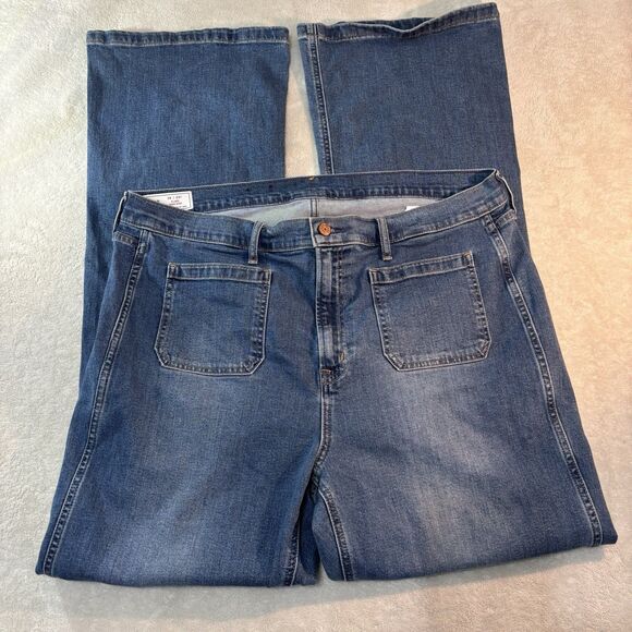 Gap Jeans Womens 35/20T Flare High Rise Blue Dark Wash Stretch Denim Tall Plus - Picture 2 of 8